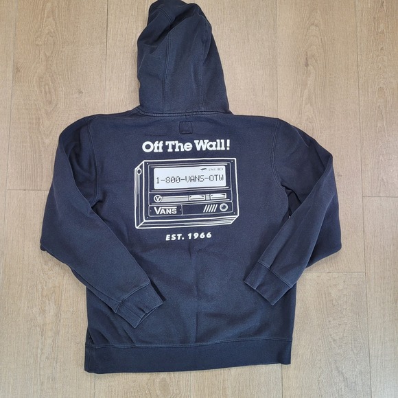 VANS OFF THE WALL BLACK HOODIE Beeper Pager MENS M - Picture 1 of 7